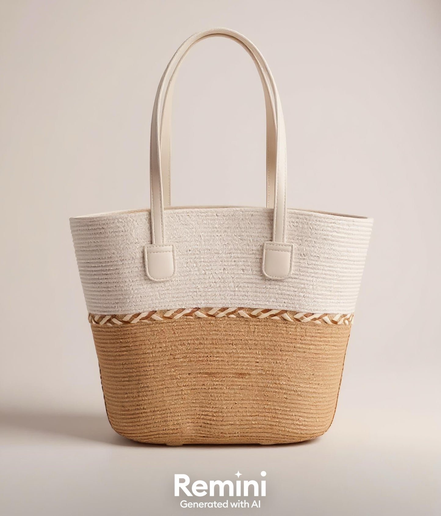 Large Capacity Straw Woven Tote Bag Beach Vacation Commuting Crossbody Fashionable Bucket Shape Polyester Inner Leisure Travel