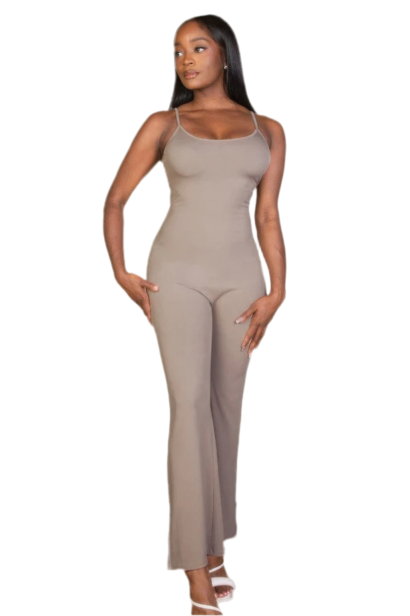Ribbed sleeveless wide leg jumpsuit