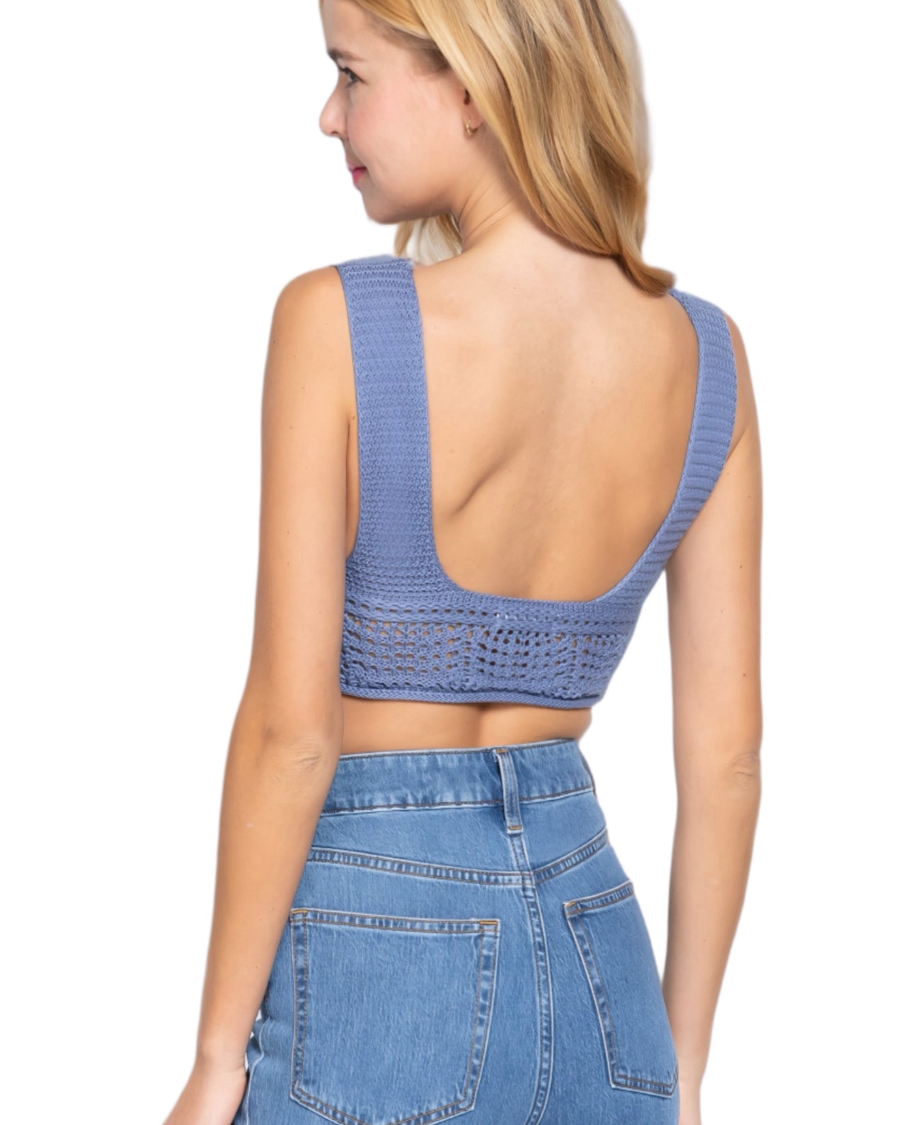 Chic Crochet Crop Sweater Tank Top