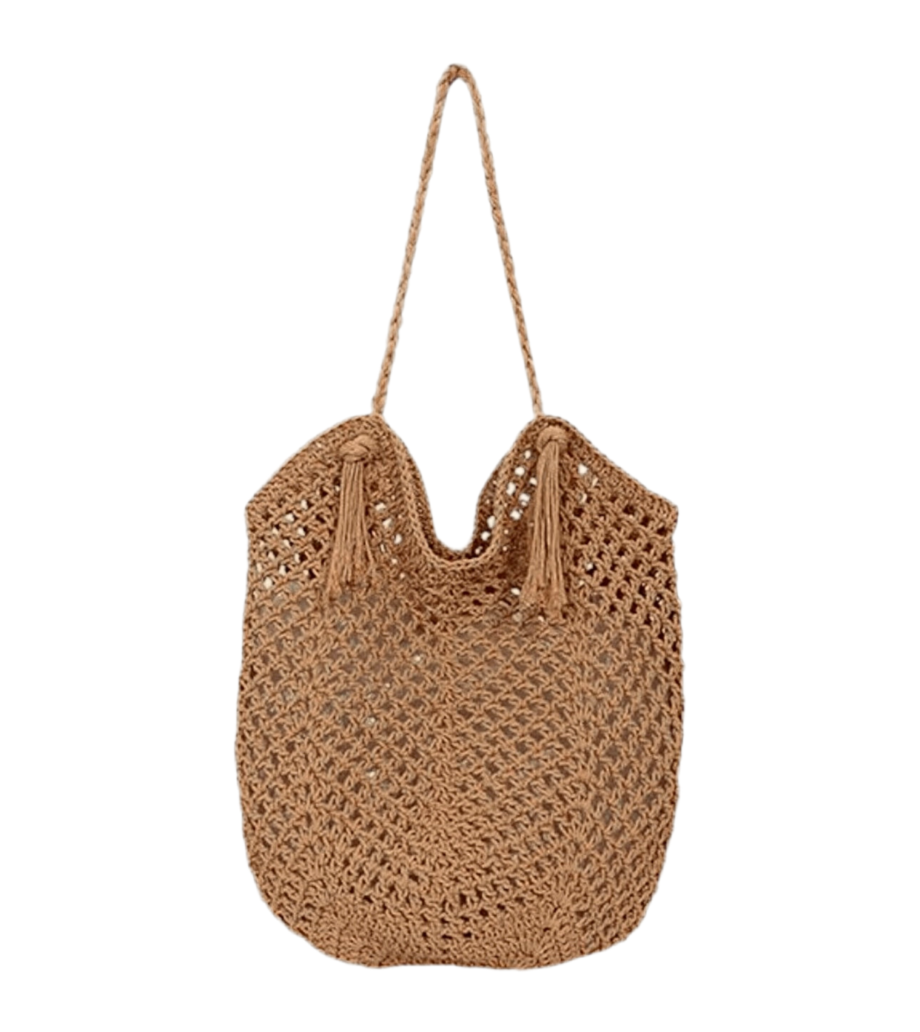 Women's Crochet Solid Color Square Open Tote Bag