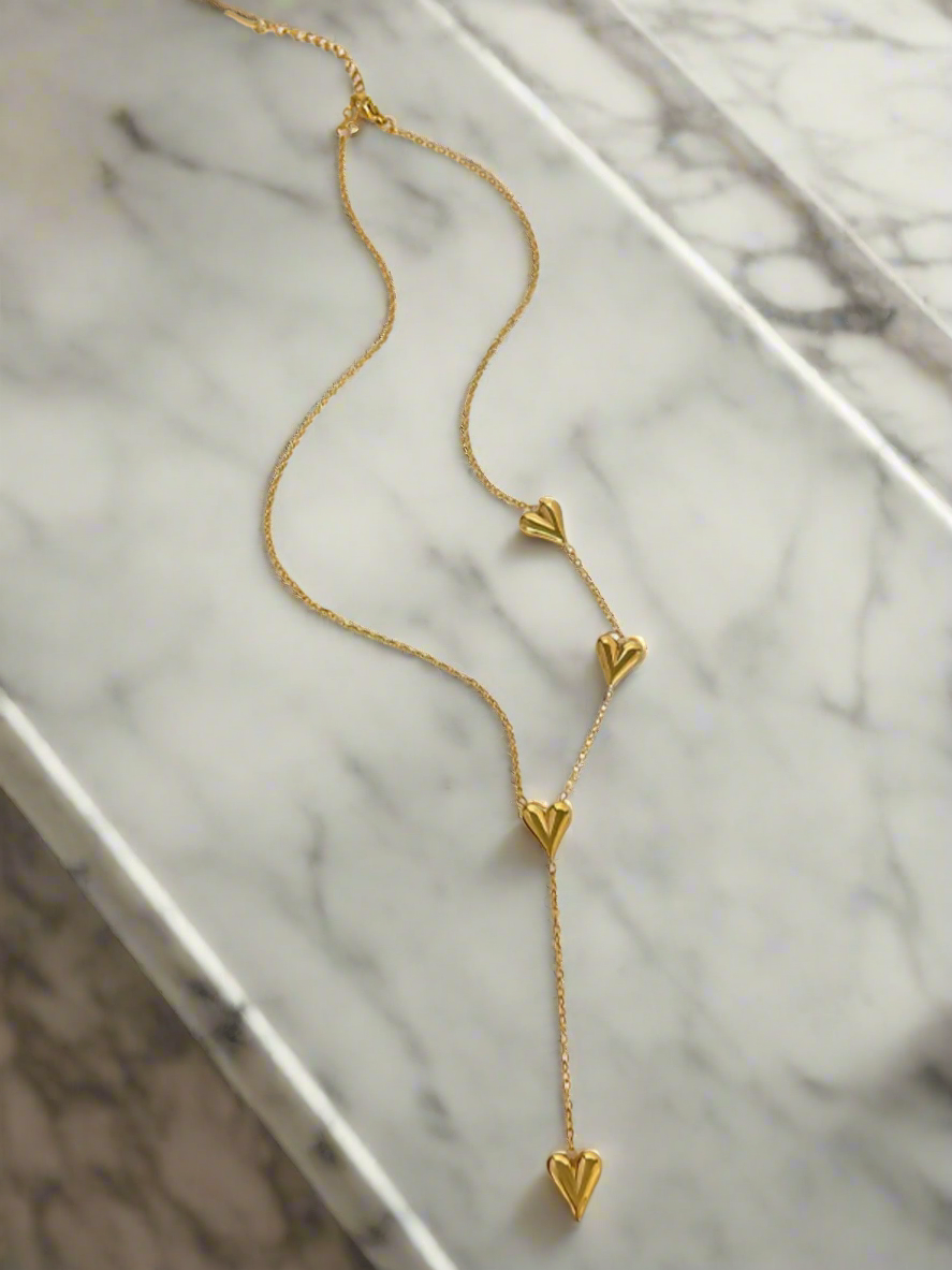 18K Gold-Plated Heart Drop Y-Necklace