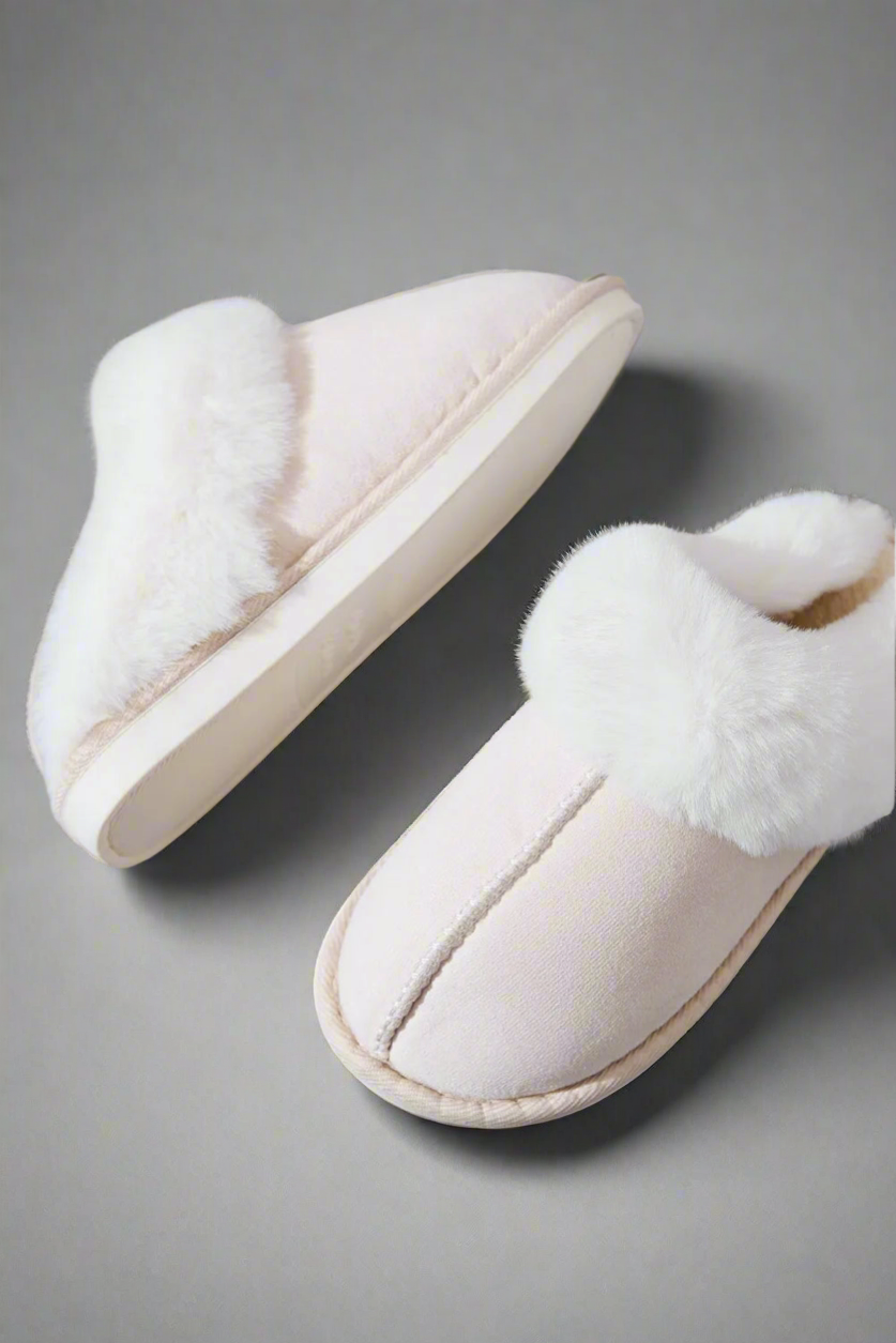 Faux Fur Round Toe Slippers