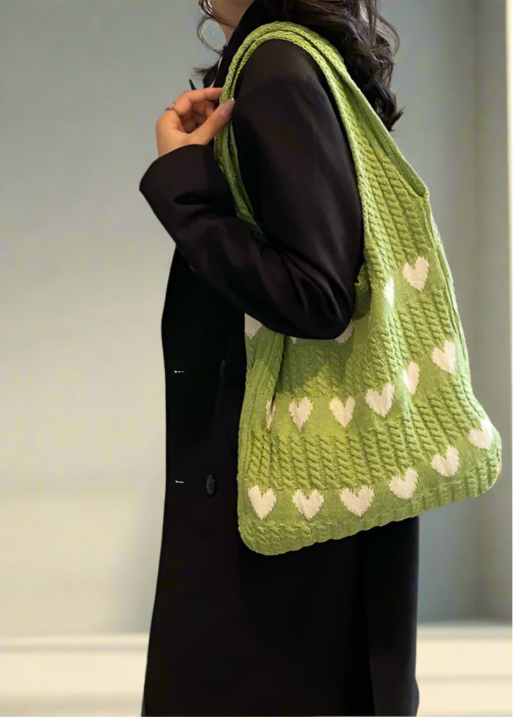 Women’s Crochet Tote Bag With Hearts