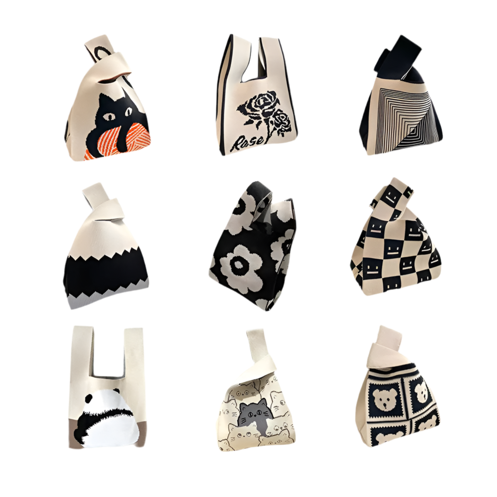 Women's Small Knitted Bucket Tote Bag