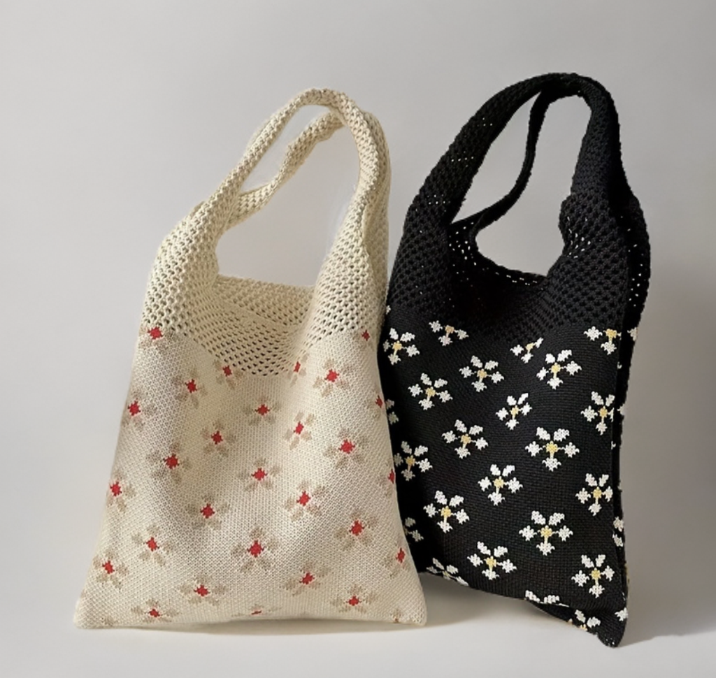 Knitted Floral Casual Handbag Daily Travel Versatile Fashion Handbag Ladies Tote