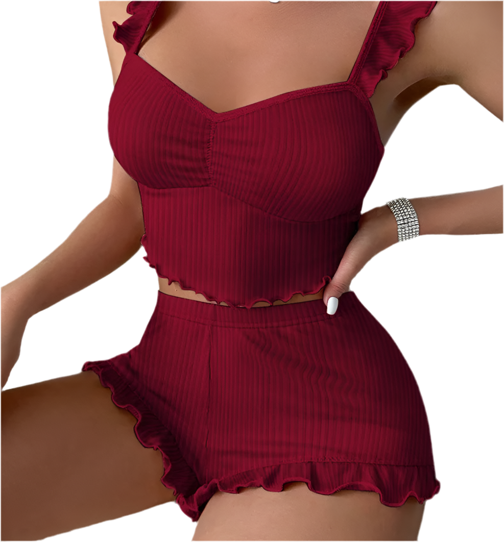 Sexy Strap Ruched Tank & Matching Shorts Sleepwear