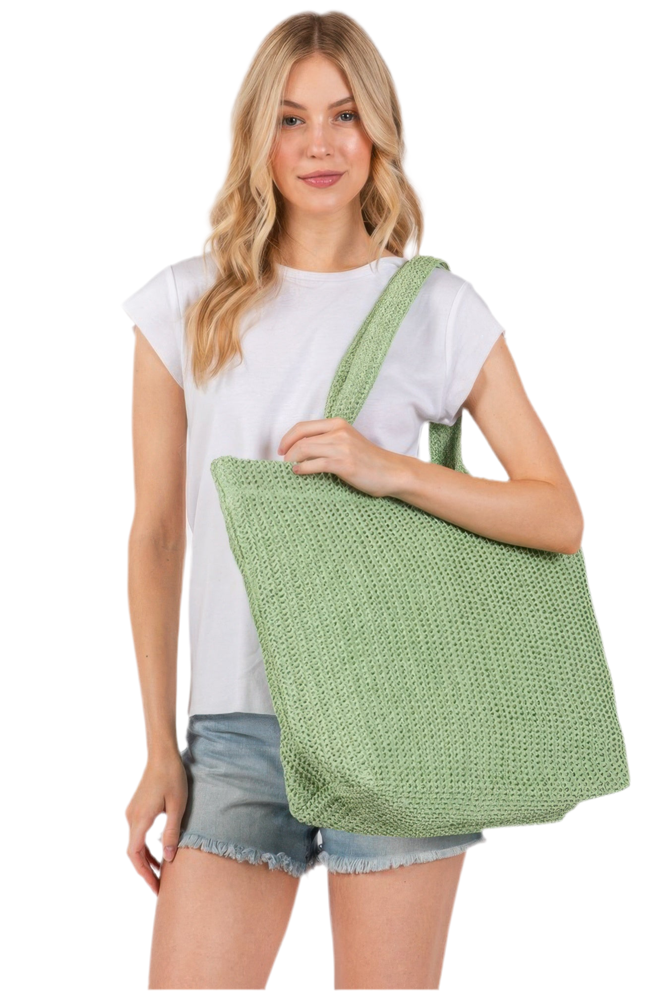 Large Crochet Straw Tote Bag- 8 Colors