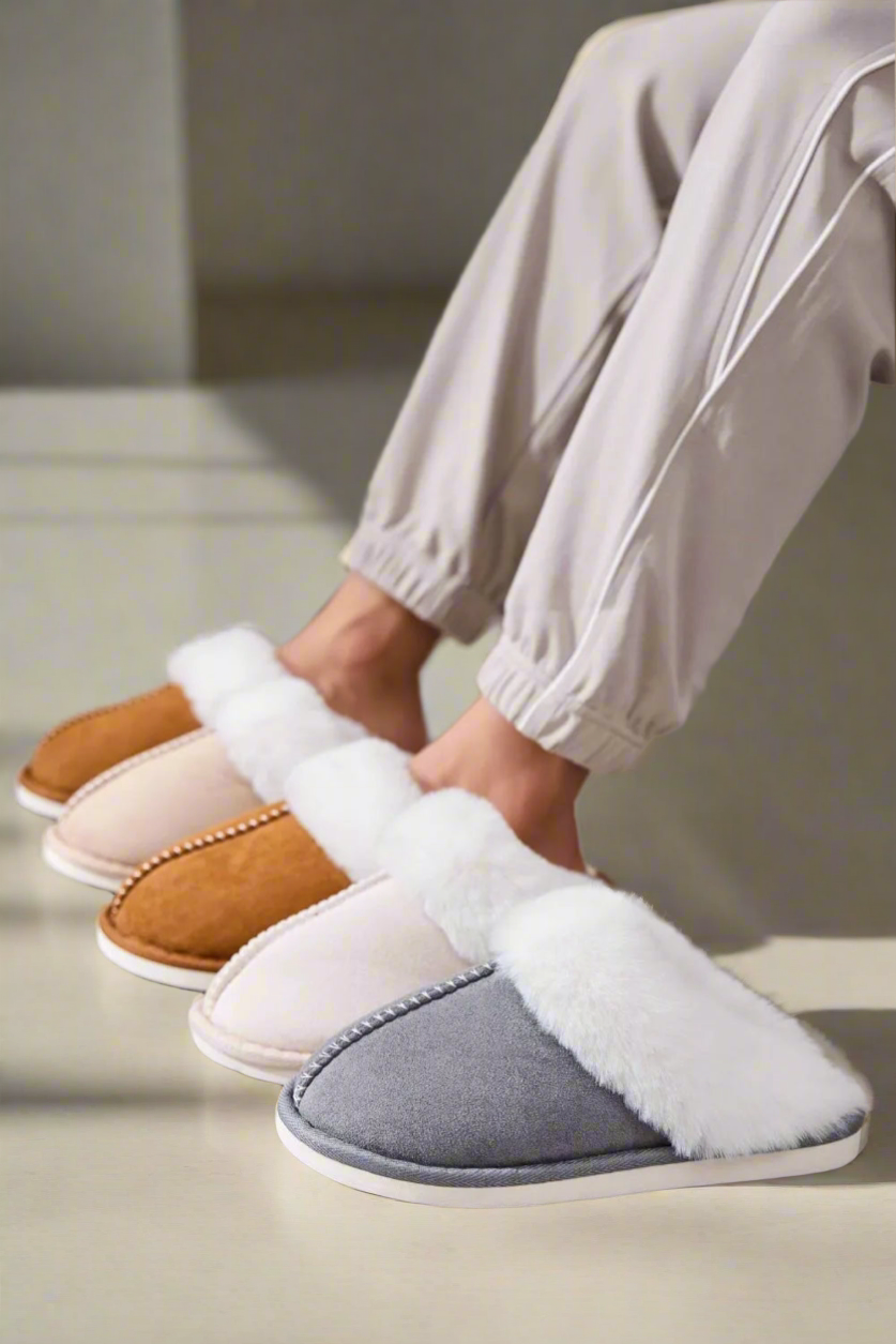 Faux Fur Round Toe Slippers
