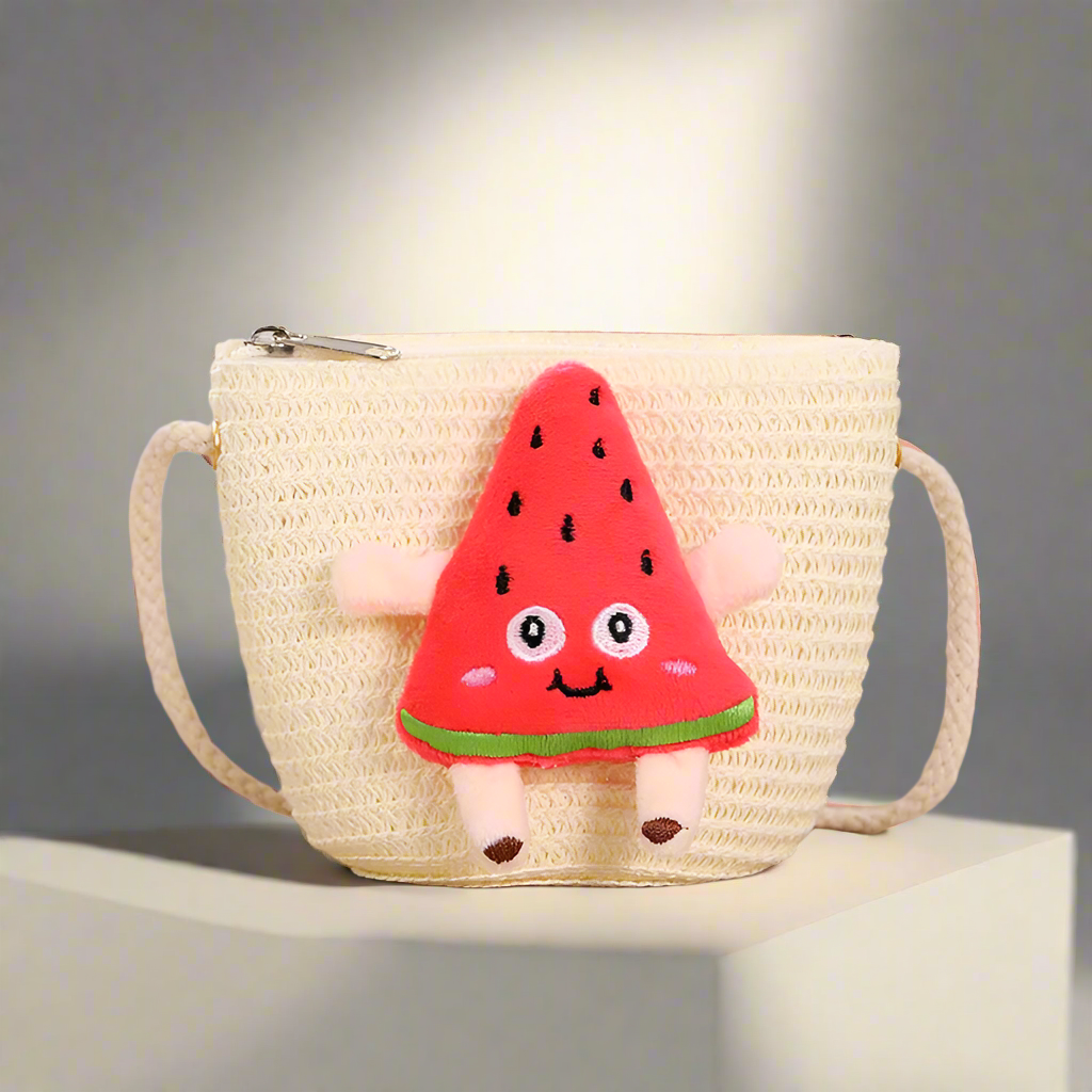 Children's bag female cute watermelon straw bag woven bag little girl baby mobile phone lightweight crossbody coin purse mini
