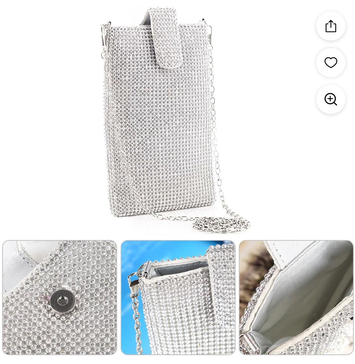 Women's Rhinestone Solid Color Streetwear Magnetic Buckle Crossbody Bag