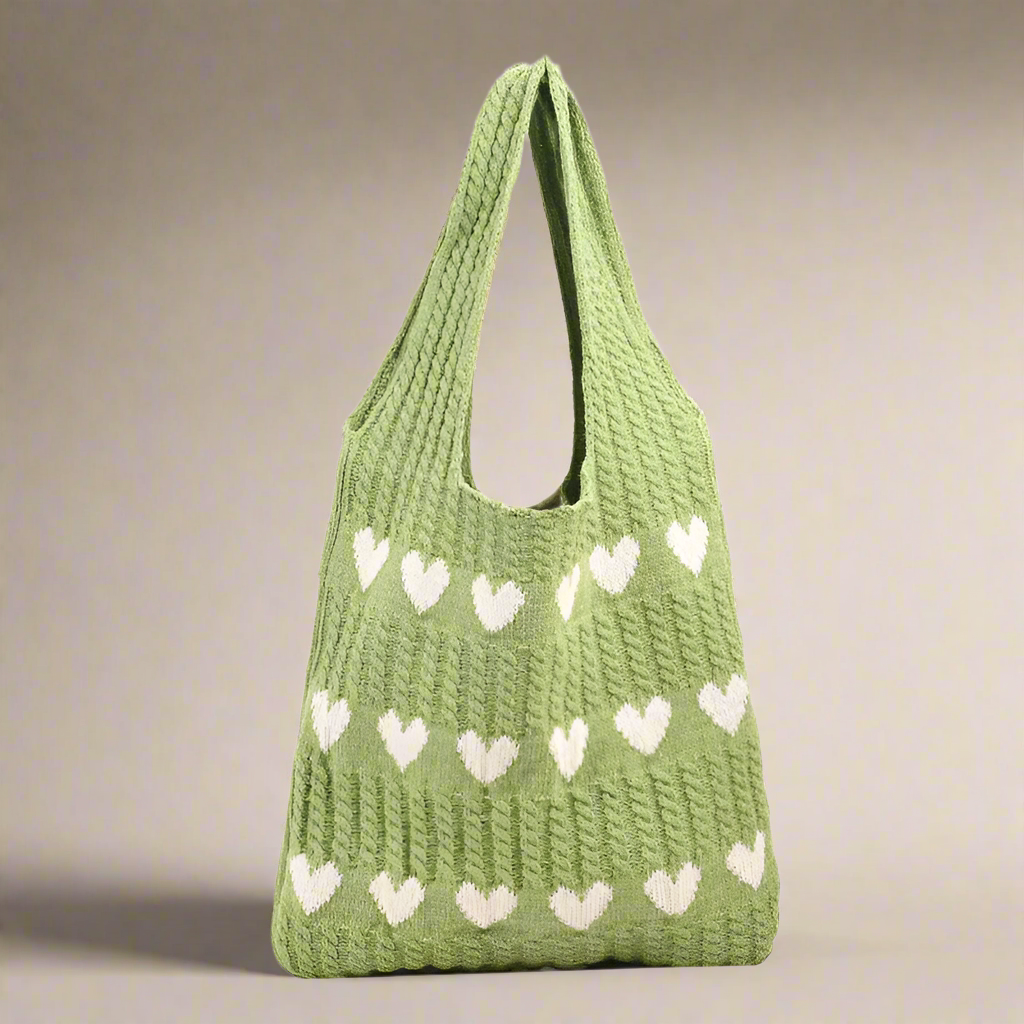 Women’s Crochet Tote Bag With Hearts