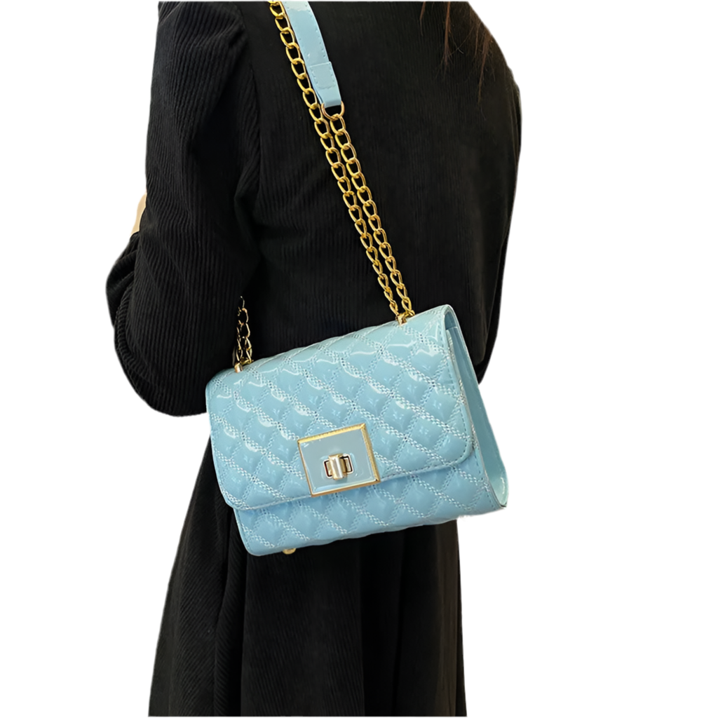 Women's Pu Leather Solid Color Lingge Basic Sewing Thread Square Magnetic Buckle Crossbody Bag
