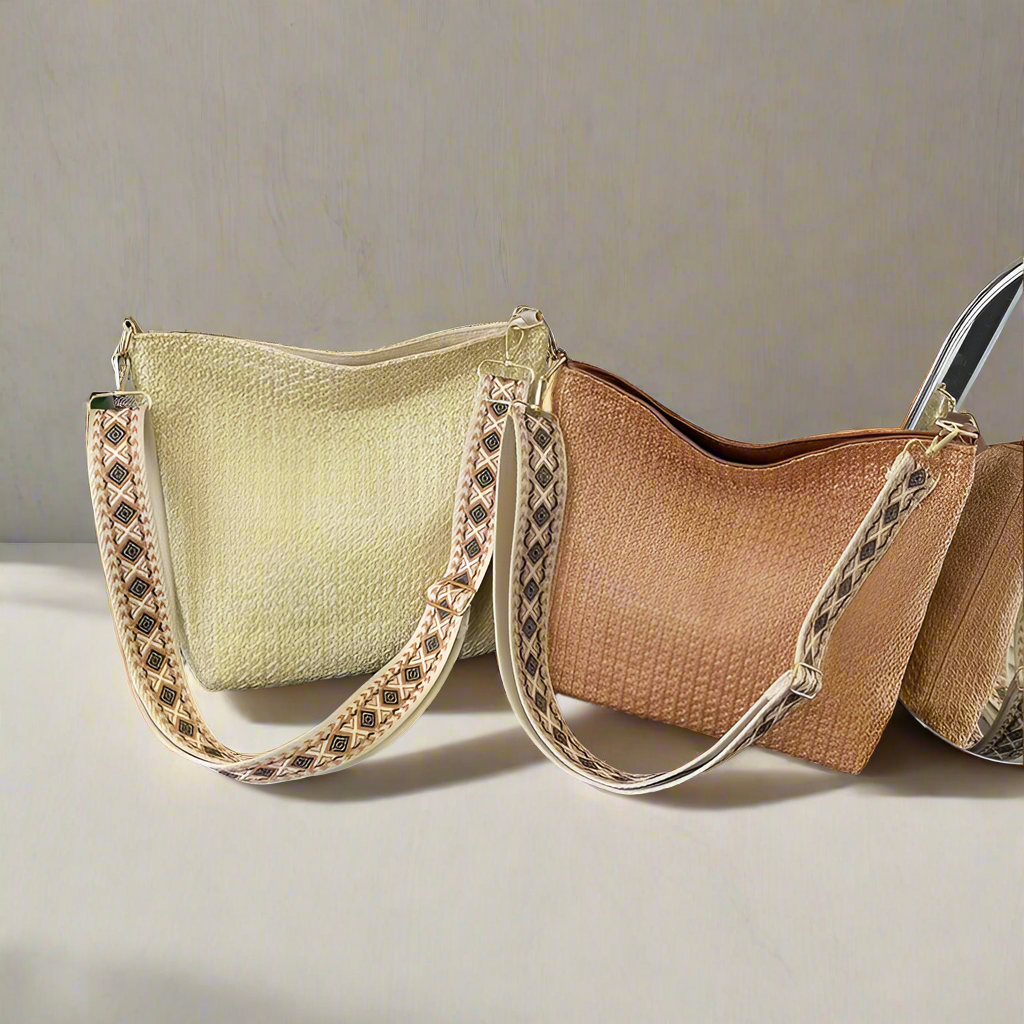 Woven Fashionable Shoulder Bag Large Capacity Casual Bucket Bag