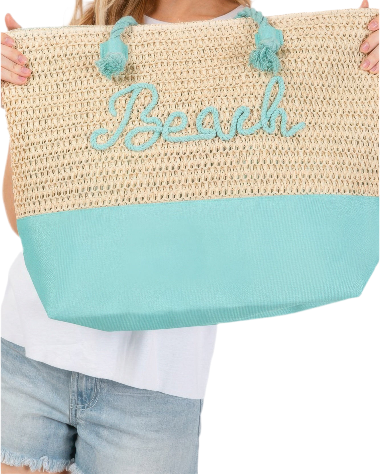 Vibrant Large Crochet Beach Tote Bag - Spacious Summer Tote with “Beach” Letter Design