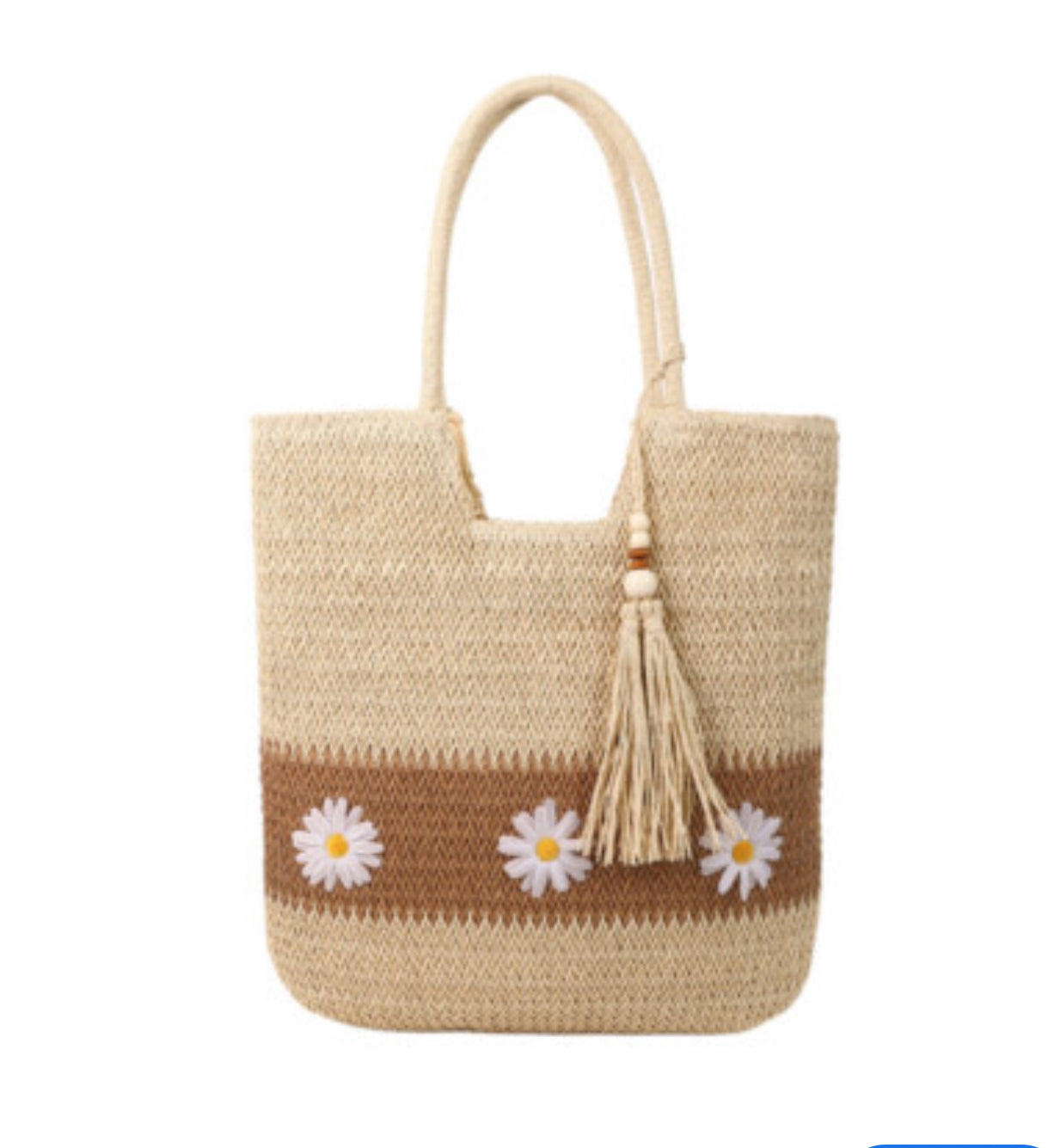 Women's Knit Color Block Daisy Tote Bag with Zipper