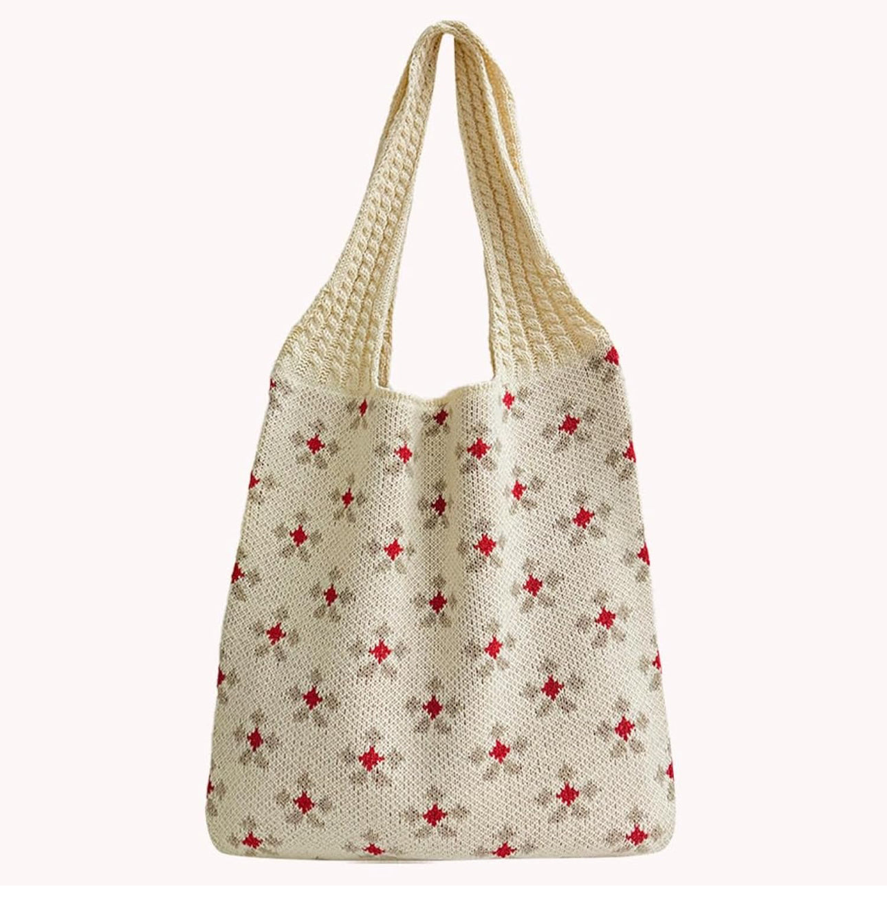 Knitted Floral Casual Handbag Daily Travel Versatile Fashion Handbag Ladies Tote