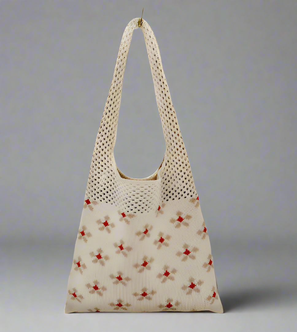 Knitted Floral Casual Handbag Daily Travel Versatile Fashion Handbag Ladies Tote