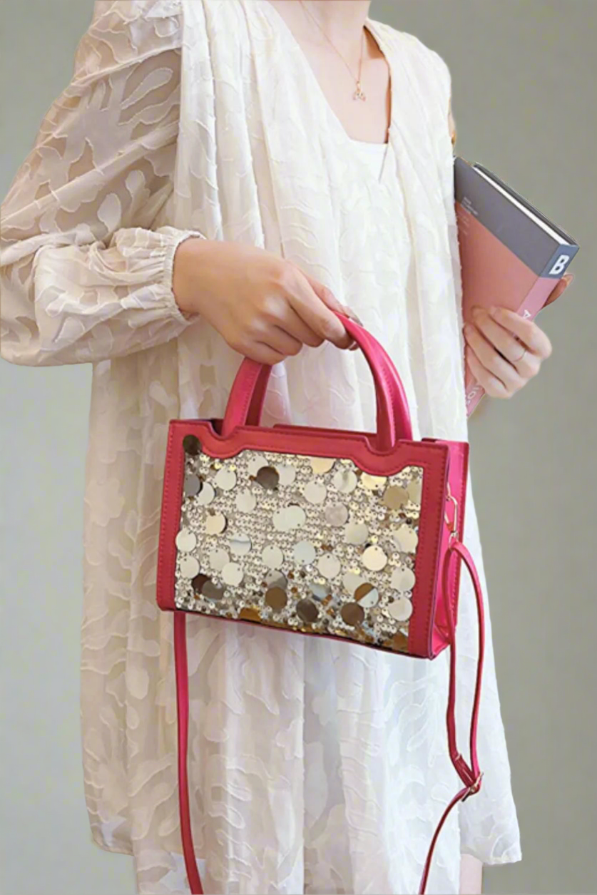 Glam Sequin PU Leather Crossbody Bag