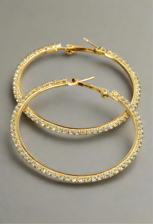 5cm Double Rhinestone Hoop Earrings