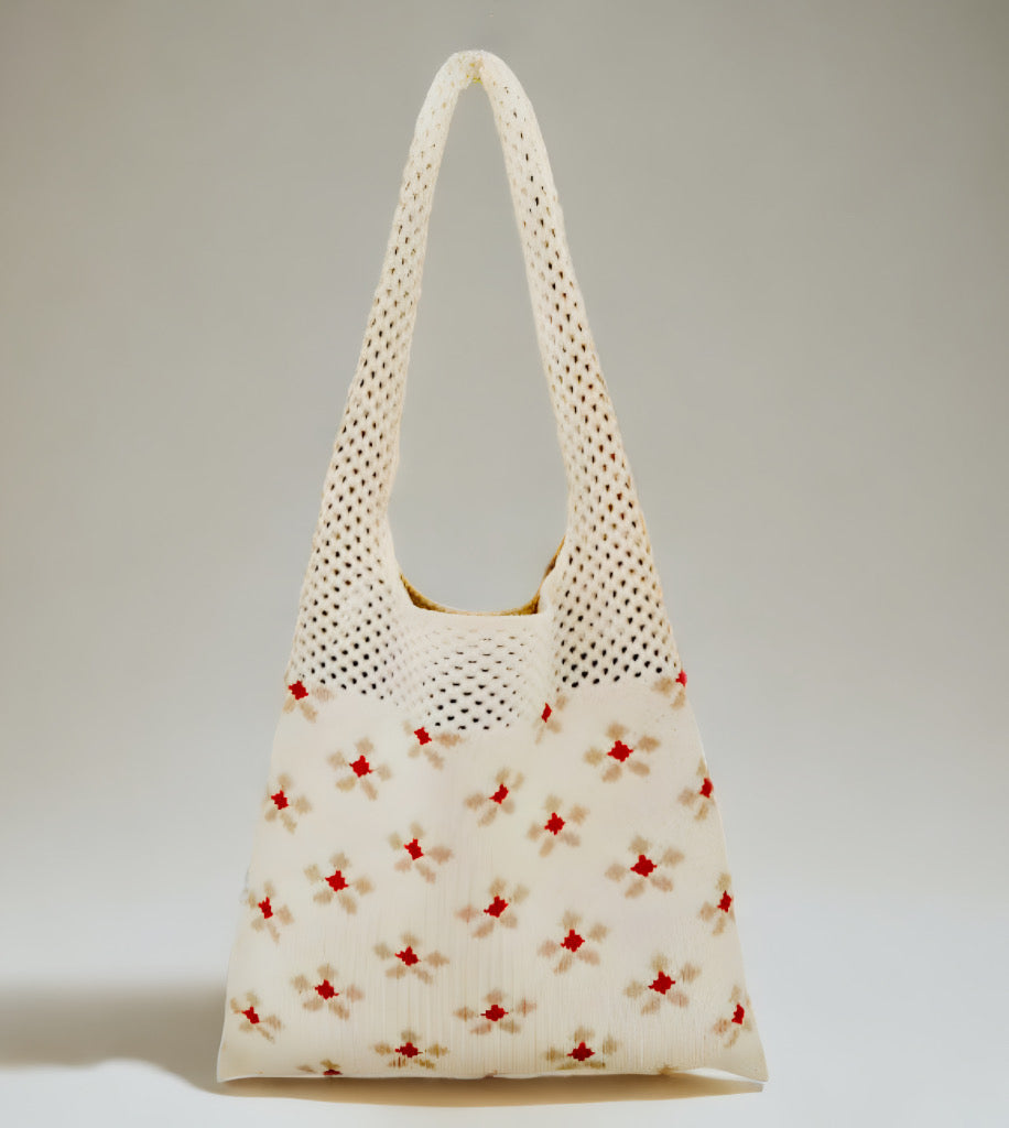 Knitted Floral Casual Handbag Daily Travel Versatile Fashion Handbag Ladies Tote