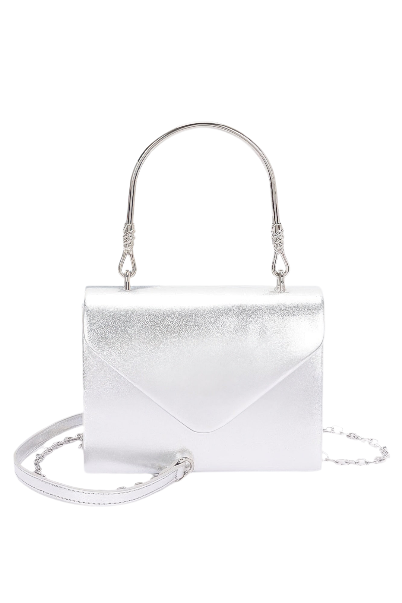 Metallic Metal Handle Crossbody Bag
