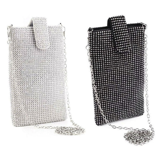 Women's Rhinestone Solid Color Streetwear Magnetic Buckle Crossbody Bag