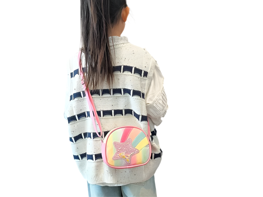 Adorable Rainbow Star Children's Bag Princess Fashionable Backpack Baby Accessories Single Shoulder Bag For Girls PU Material