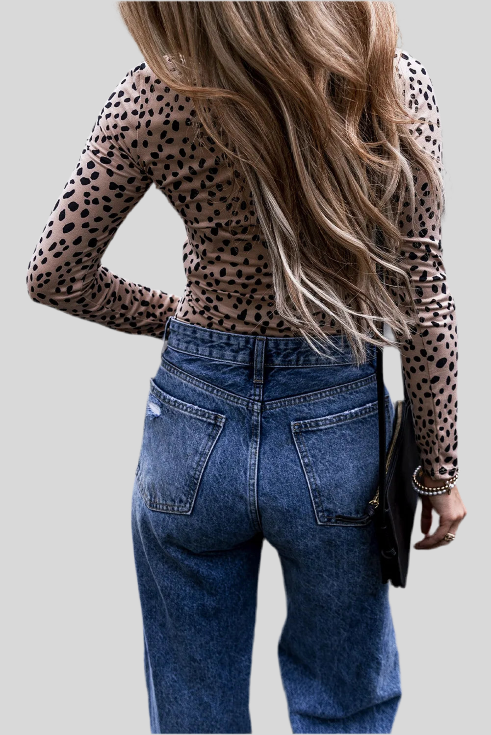 Animal Print Scoop Neck Long Sleeve Bodysuit