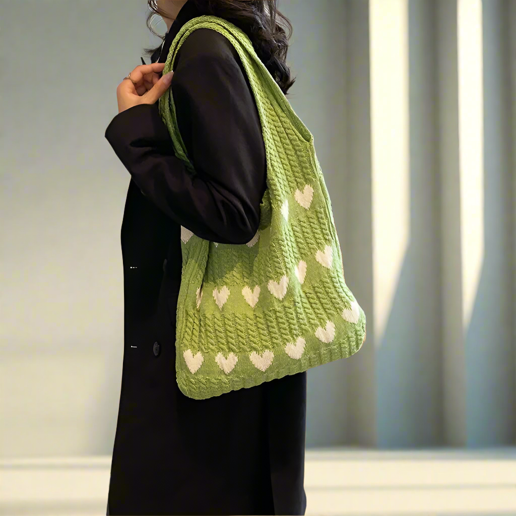 Women’s Crochet Tote Bag With Hearts