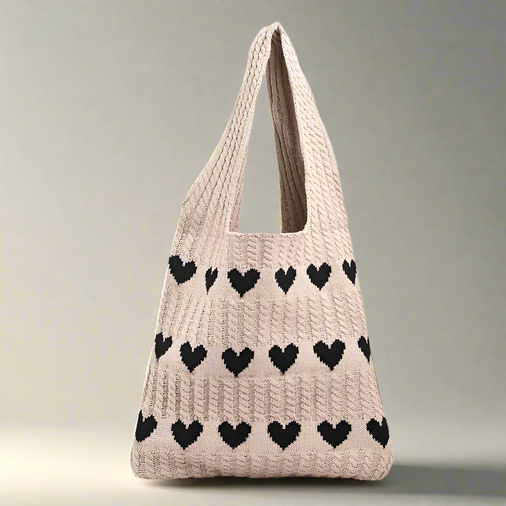 Women’s Crochet Tote Bag With Hearts