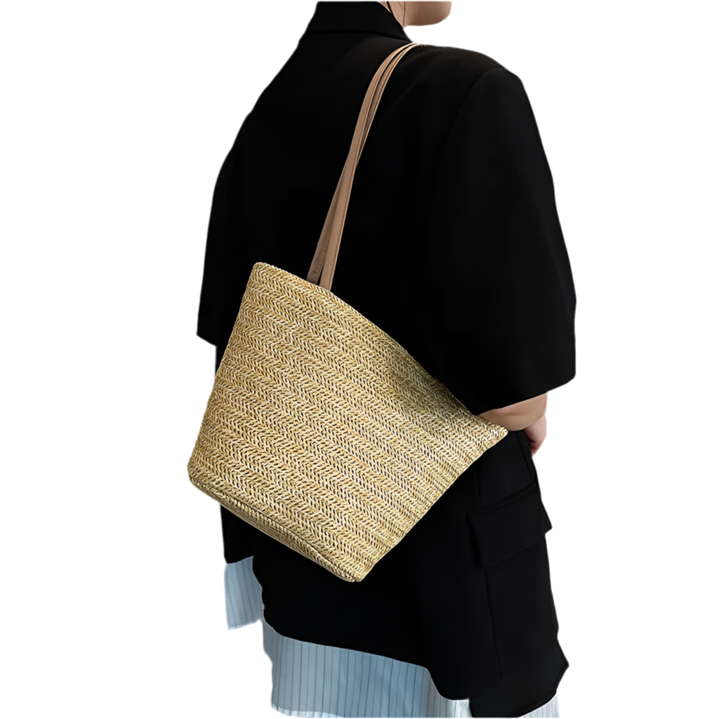 new shoulder woven bag women's large capacity holiday beach bag commuter tote bag straw bucket women's bag