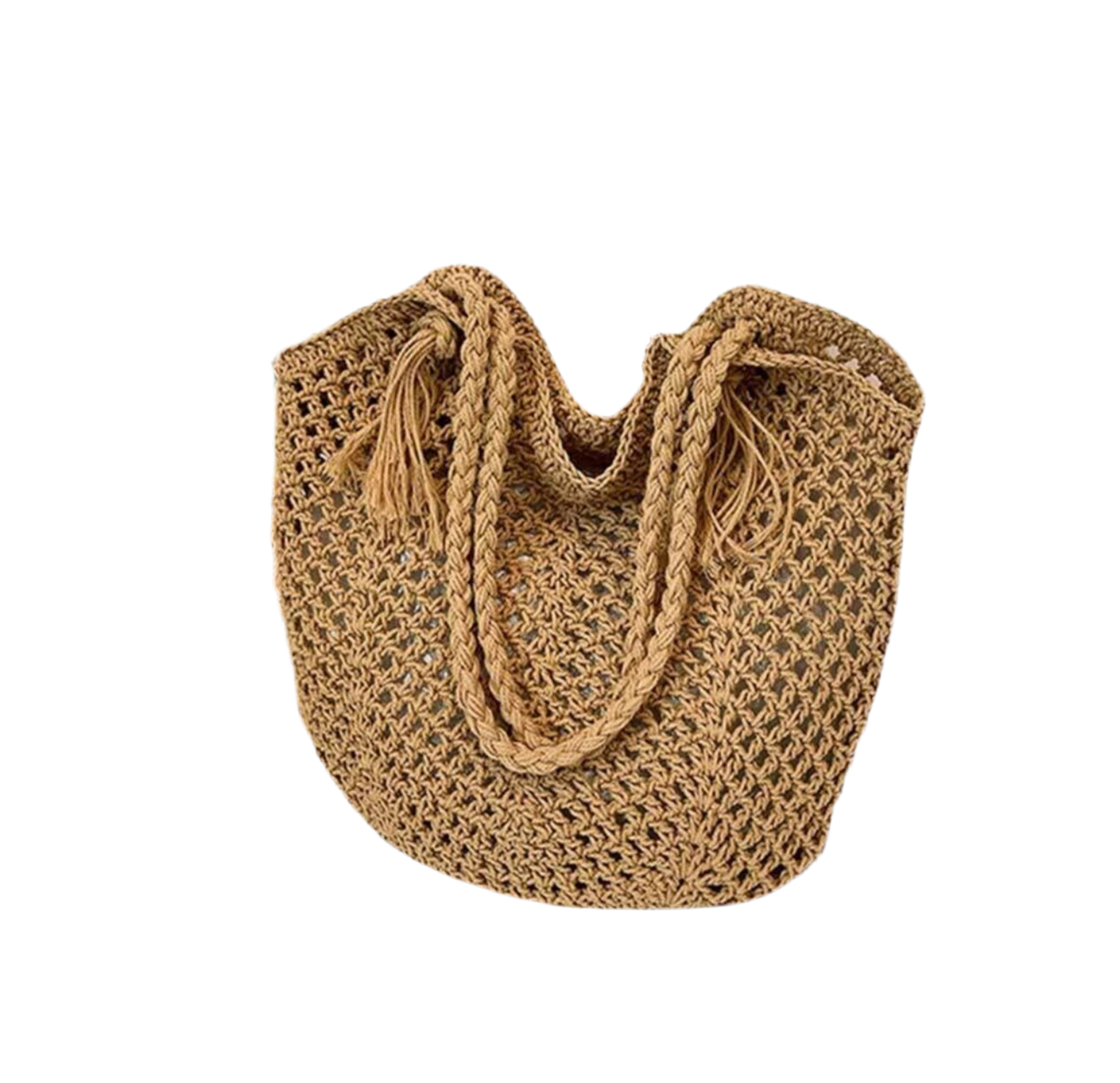 Women's Crochet Solid Color Square Open Tote Bag