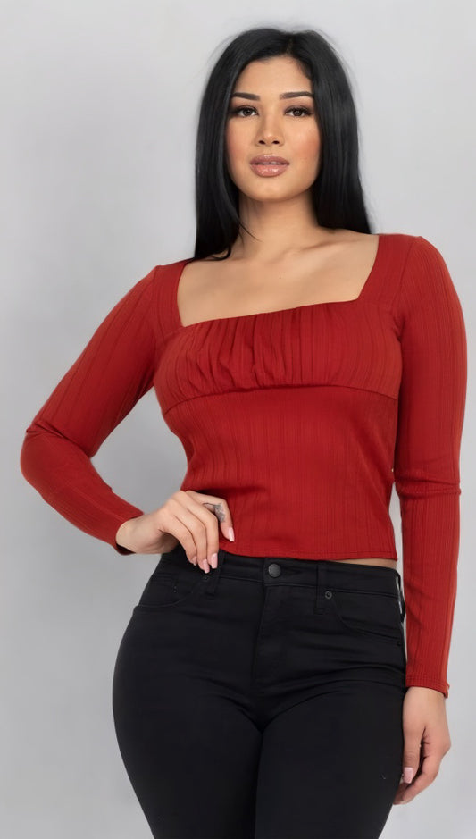 Women’s Shirred Square Neck Top