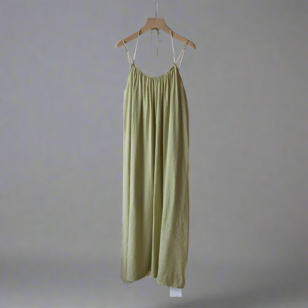 Beach Vacation Long Dress Women's Summer New Style Strap Backless Loose Wide Hemline Maxi Dress Nylon Cotton Blend Fabric