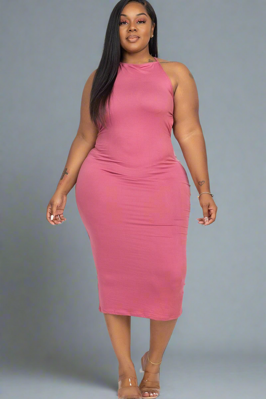 Plus Open Back Criscross Maxi Fashion Dress