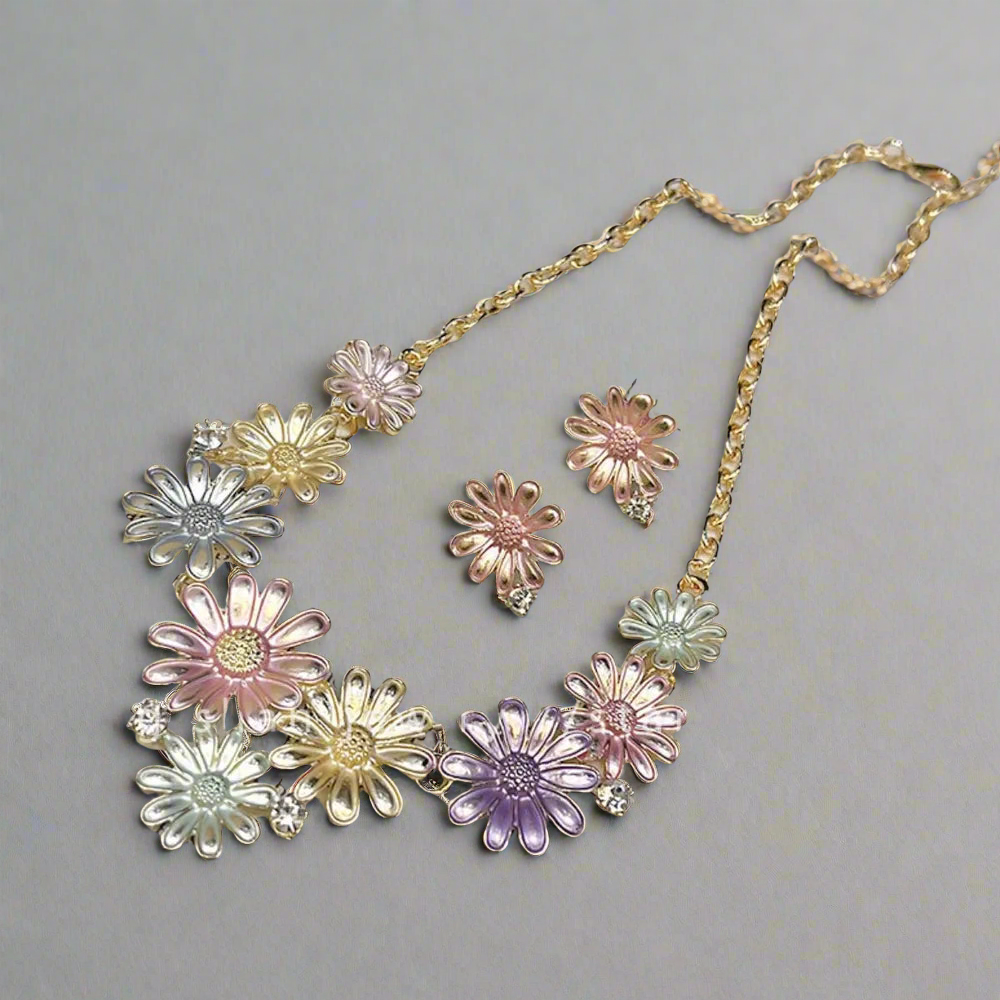Alloy Drip Oil Flower Stud Earrings