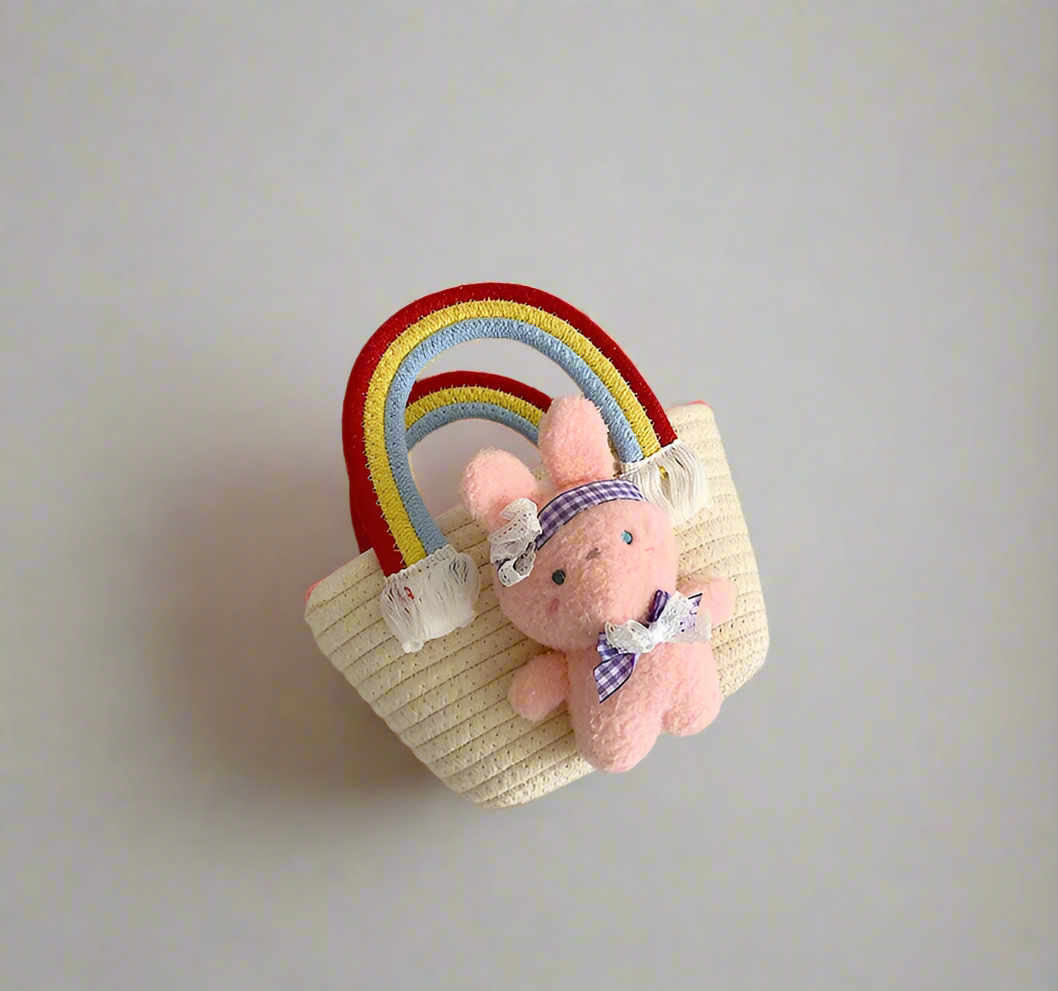 Women's Knit Animal Rainbow Cute Square Open Handbag