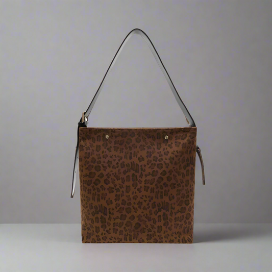 Women's Pu Leather Leopard Vintage Style Square Magnetic Buckle Shoulder Bag