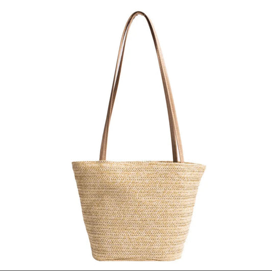 new shoulder woven bag women's large capacity holiday beach bag commuter tote bag straw bucket women's bag