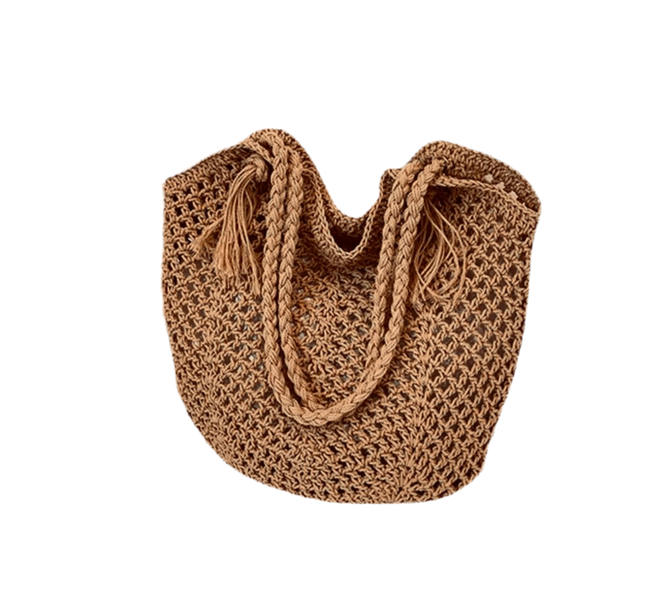 Women's Crochet Solid Color Square Open Tote Bag