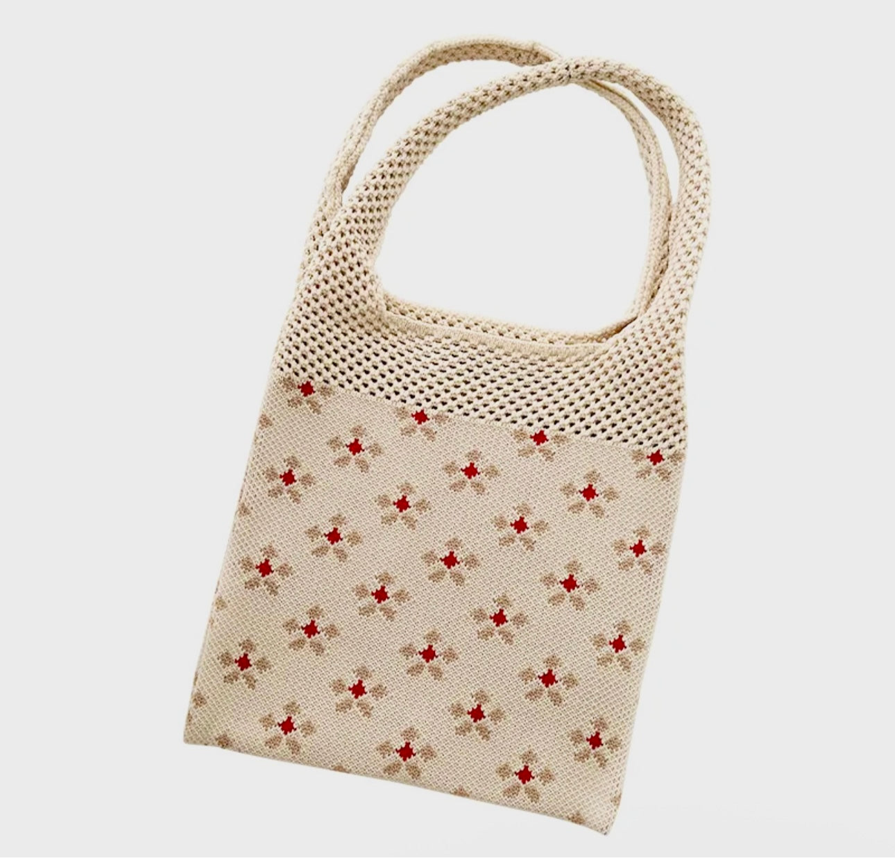 Knitted Floral Casual Handbag Daily Travel Versatile Fashion Handbag Ladies Tote