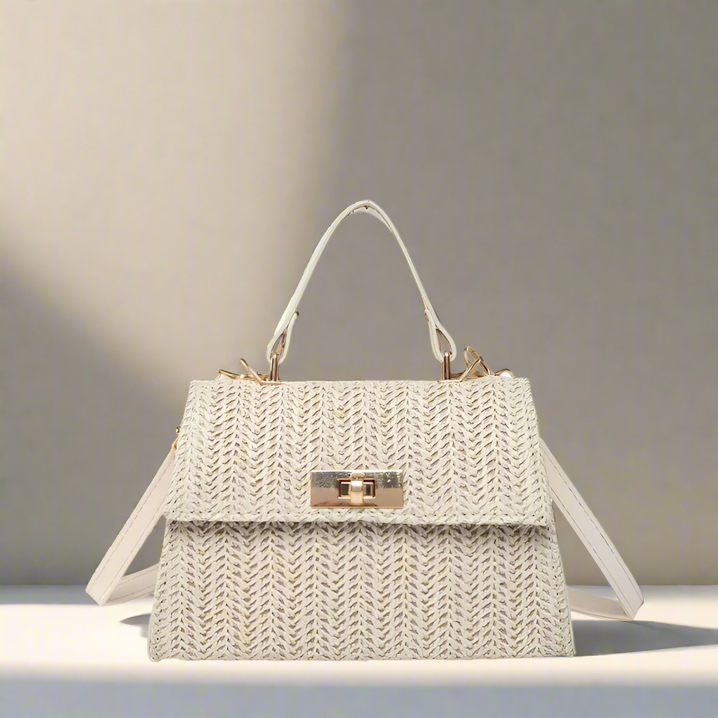 Summer Straw Woven Square Pouch Women's  New Simple Fashion Turnlock Underarm Bag Shoulder Messenger Bag High Sense