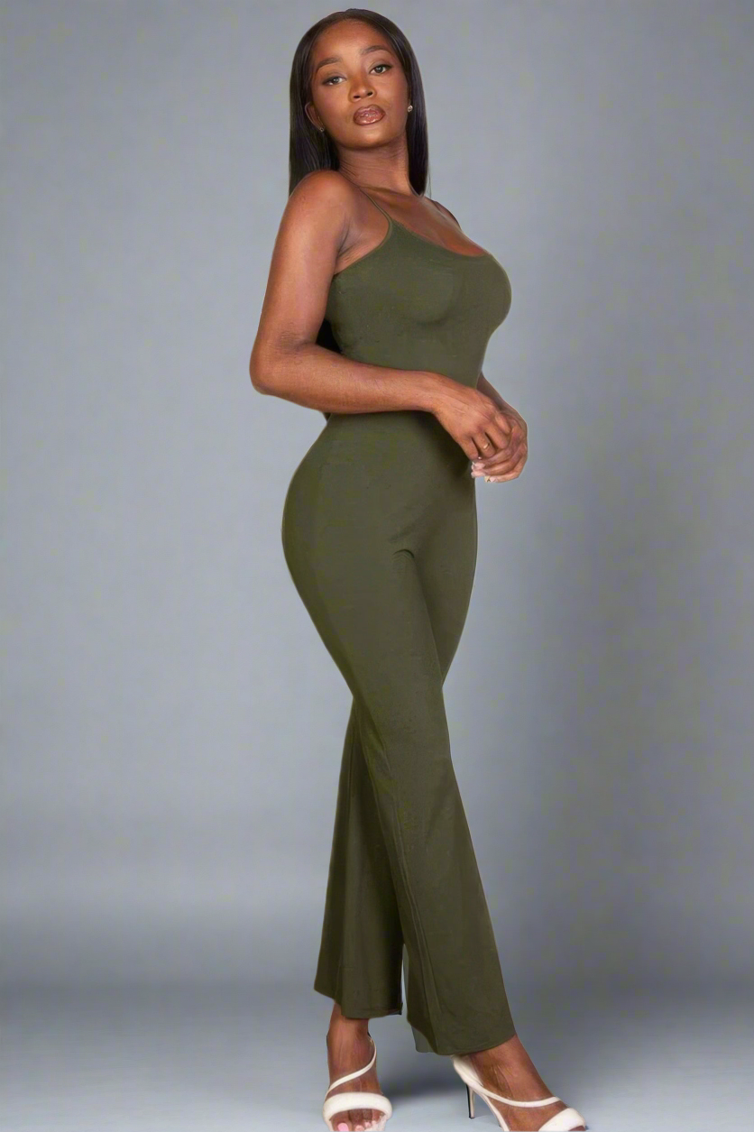Ribbed sleeveless wide leg jumpsuit