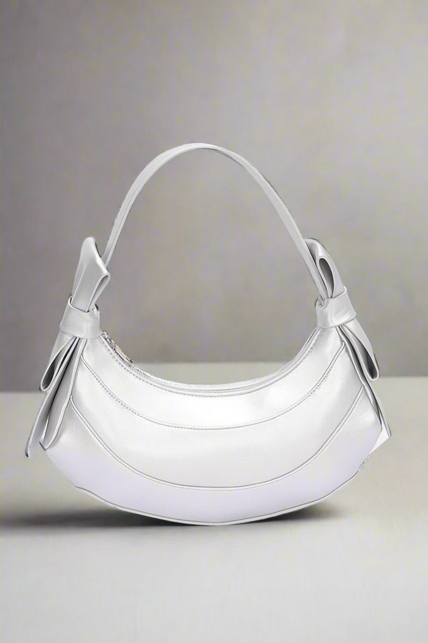 Faux Leather Hobo Bag W/ Bows