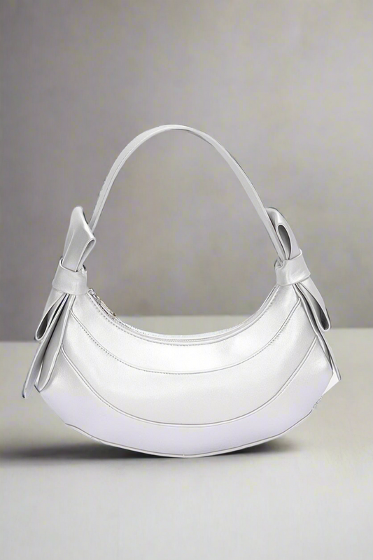 Faux Leather Hobo Bag W/ Bows