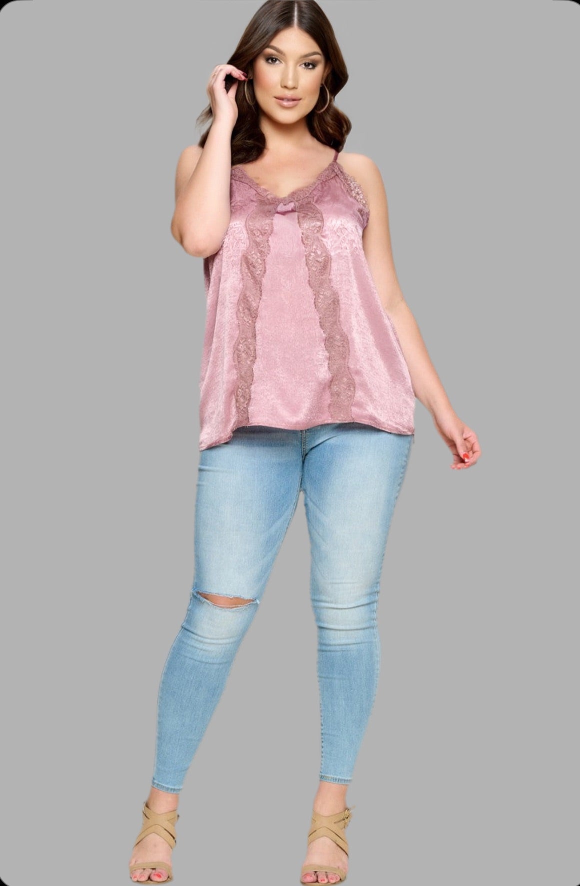 Solid Satin Sleeveless Cami Woven Tank Top