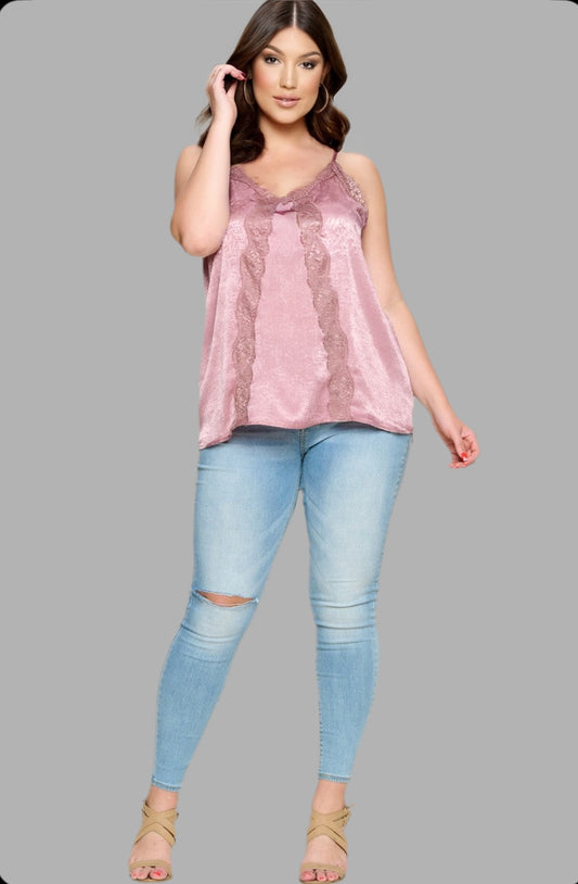 Solid Satin Sleeveless Cami Woven Tank Top