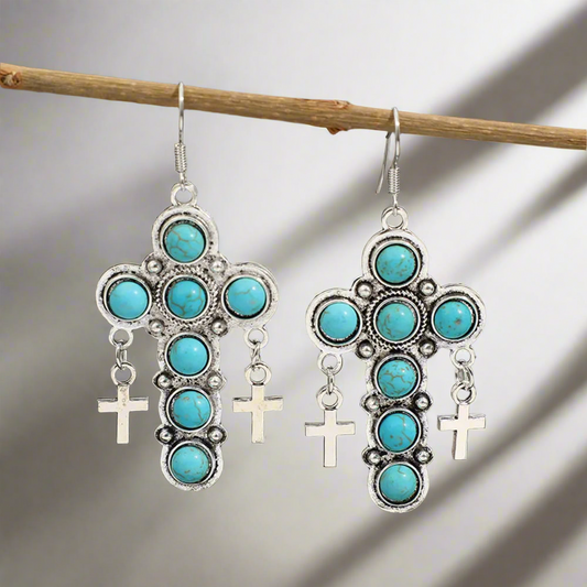 Turquoise Cross Shape Earrings