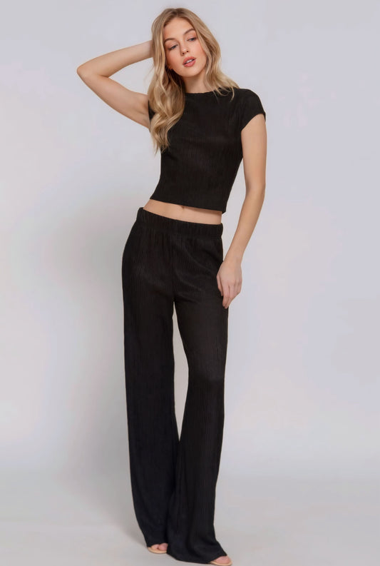 Short Sleeve Top & Flare Pants Set