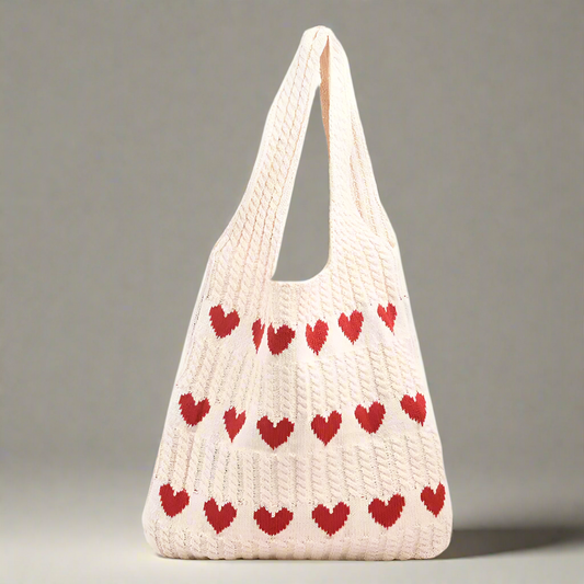 Women’s Crochet Tote Bag With Hearts